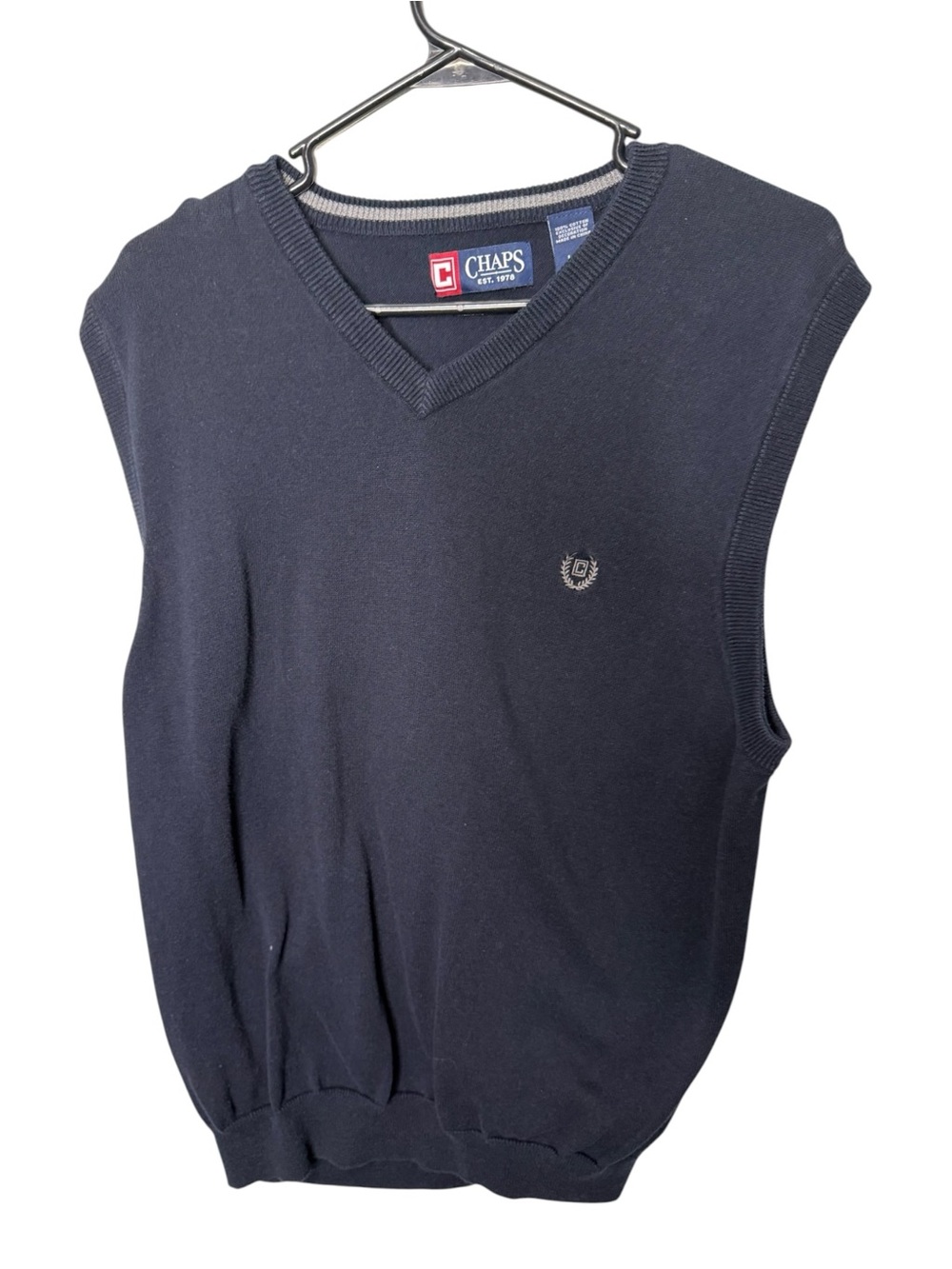 Chaps Navy Blue Size L V-Neck Sweater Vest
